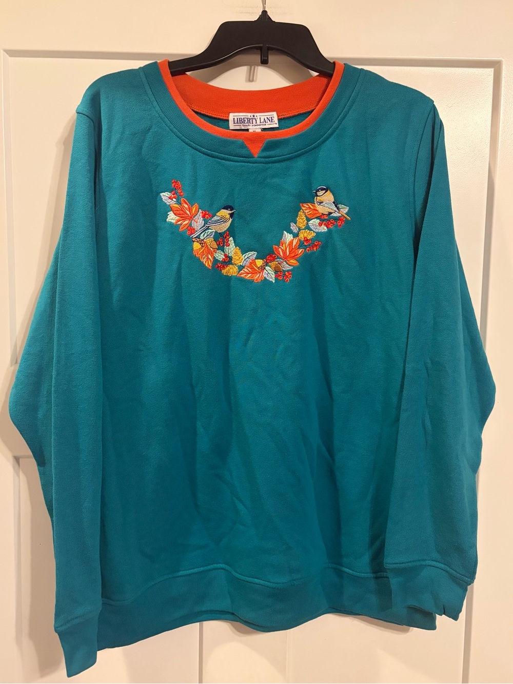 Vtg Liberty Lane fall embroidered sweatshirt XL NWT Cottage Granny Core
